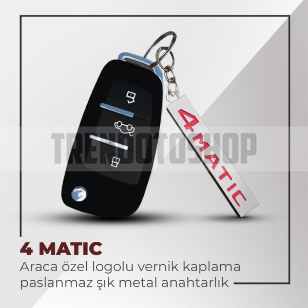 4 Matic Uyumlu Paslanmaz Metal Anahtarlık Kırmızı