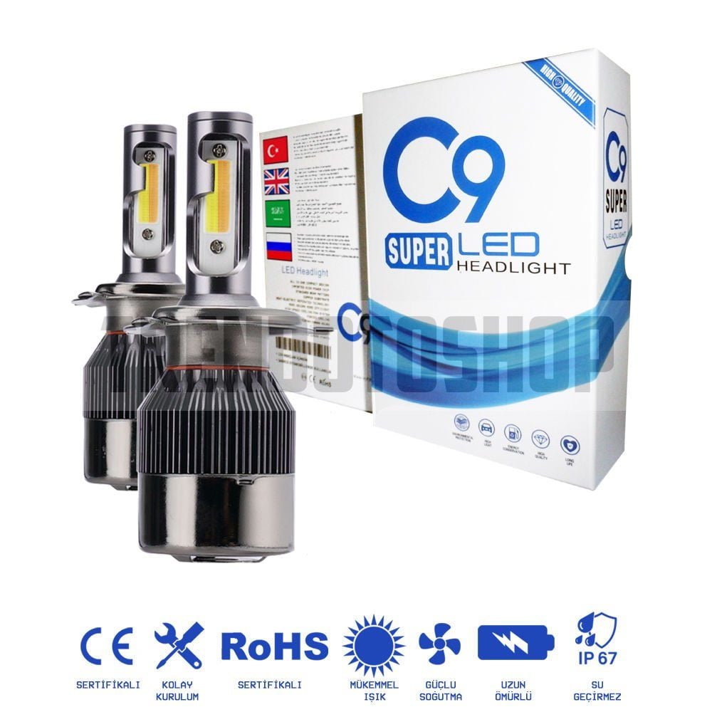 C9 Trio Sarı-Beyaz-Gün Işığı Led Xenon Soğutuculu Ön Far Ampulü H1
