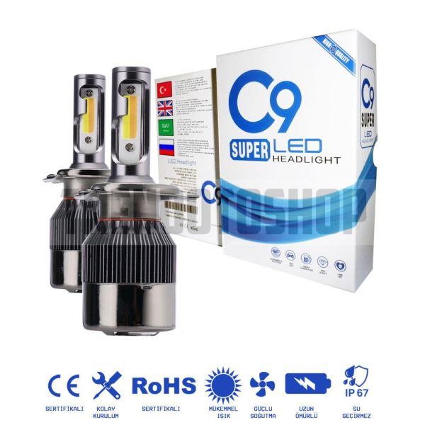 C9 Trio Sarı-Beyaz-Gün Işığı Led Xenon Soğutuculu Ön Far Ampulü H3