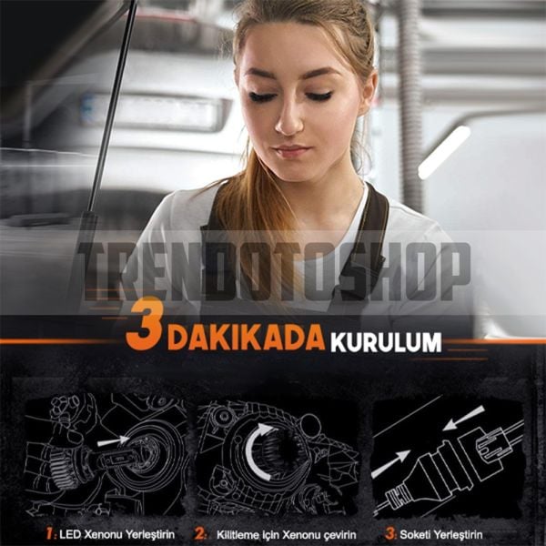 C9 Trio Sarı-Beyaz-Gün Işığı Led Xenon Soğutuculu Ön Far Ampulü H3