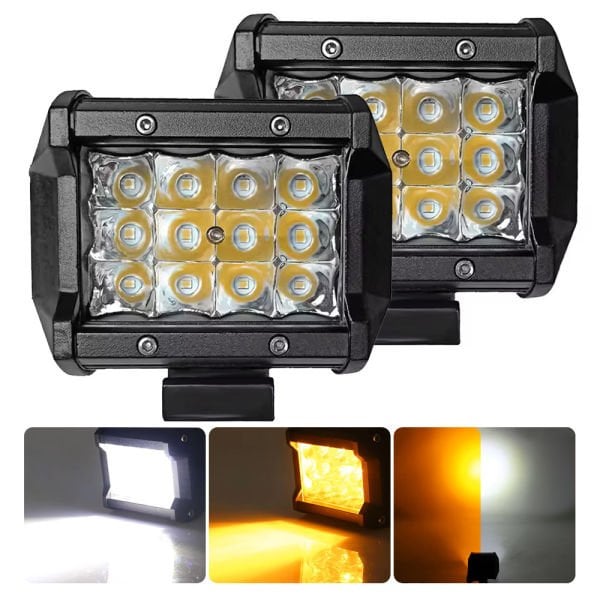 18W 12 Led Motosiklet Çift Sıra Turuncu Beyaz Off Road Led Lamba 2'li