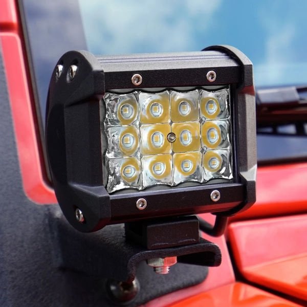 18W 12 Led Motosiklet Çift Sıra Turuncu Beyaz Off Road Led Lamba 2'li