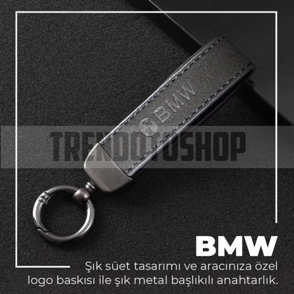 BMW Uyumlu Süet Metal Karabinalı Başlıklı Anahtarlık