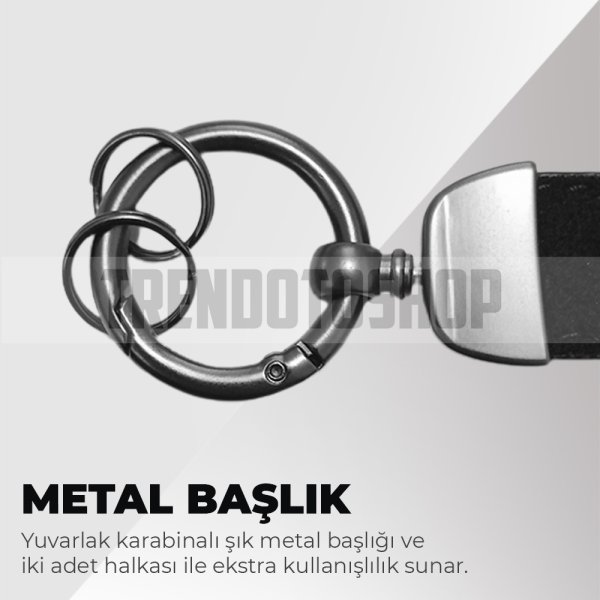 BMW Uyumlu Süet Metal Karabinalı Başlıklı Anahtarlık