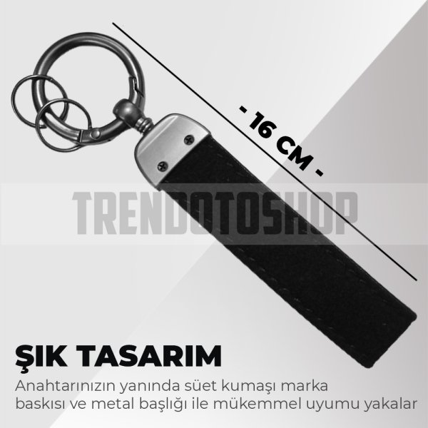 BMW Uyumlu Süet Metal Karabinalı Başlıklı Anahtarlık