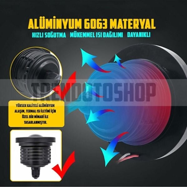 Beyaz Mercekli Angel Sis Farı 89MM
