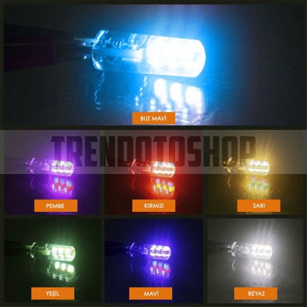 Uzaktan Kumandalı Çakar Lamba 2 Adet T10 18 Led Rgb Park Ampulü T10