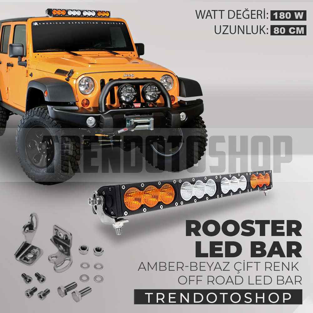 180W 80 cm Amber-Beyaz 3 Modlu Baja Style Rooster Off Road Led Bar