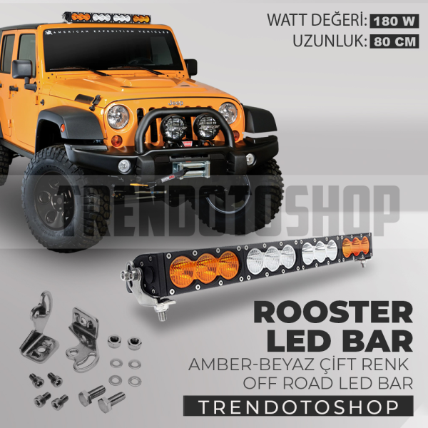 180W 80 cm Amber-Beyaz 3 Modlu Baja Style Rooster Off Road Led Bar
