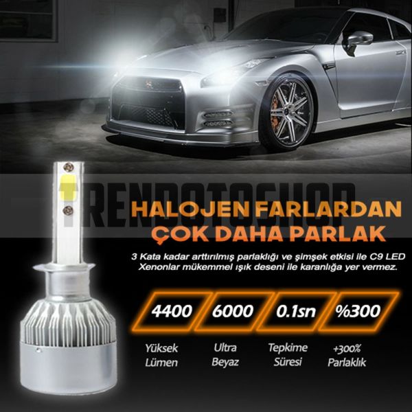 Bosx Beyaz Led Xenon Soğutuculu Ön Far Ampulü H1