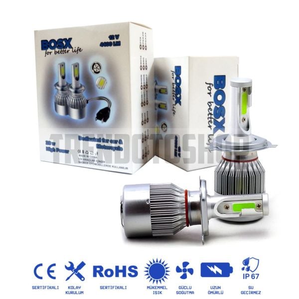 Bosx Buz Mavi Led Xenon Soğutuculu Ön Far Ampulü H27