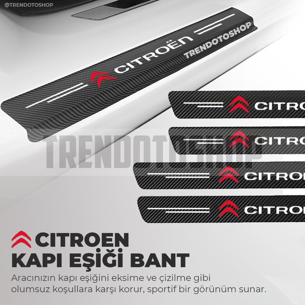 Citroen Uyumlu Karbon Kapı Eşiği Folyo 4'lü Set Orijinal Hava Kanallı Uyumlu Ithal
