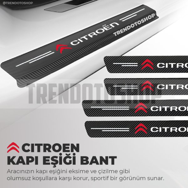 Citroen Uyumlu Karbon Kapı Eşiği Folyo 4'lü Set Orijinal Hava Kanallı Uyumlu Ithal