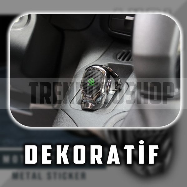 Skoda Uyumlu Start Stop Tuşu Kapağı Iron Man Metal Tuş Koruyucu Dekoratif Kapak
