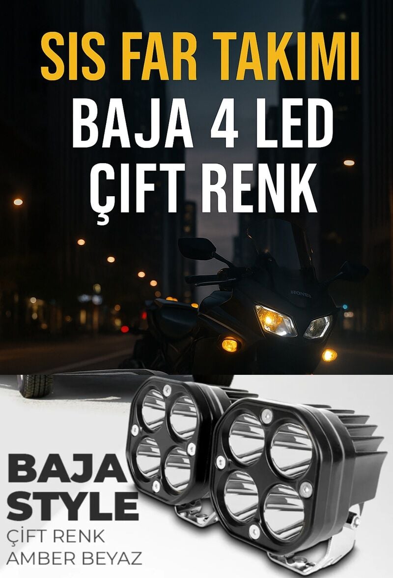 40w Baja Style 8 Cm Sarı -Beyaz Ultra Parlak Led Projektor Off Road Led Lamba