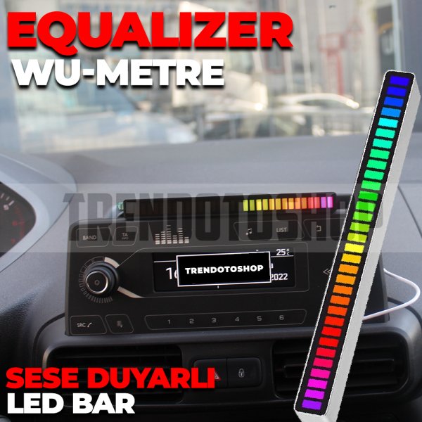 Sese Duyarlı Rgb Taşınabilir Ritim Işığı Ambiyans Aydınlatma Ekolayzer Led Usb Şarjlı Led Bar
