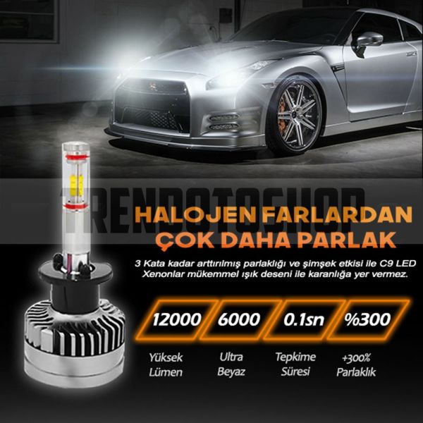 M8 360° Full Power CSP Led Xenon Far Ampulü %100 CANBUS 32W 12000LM H1