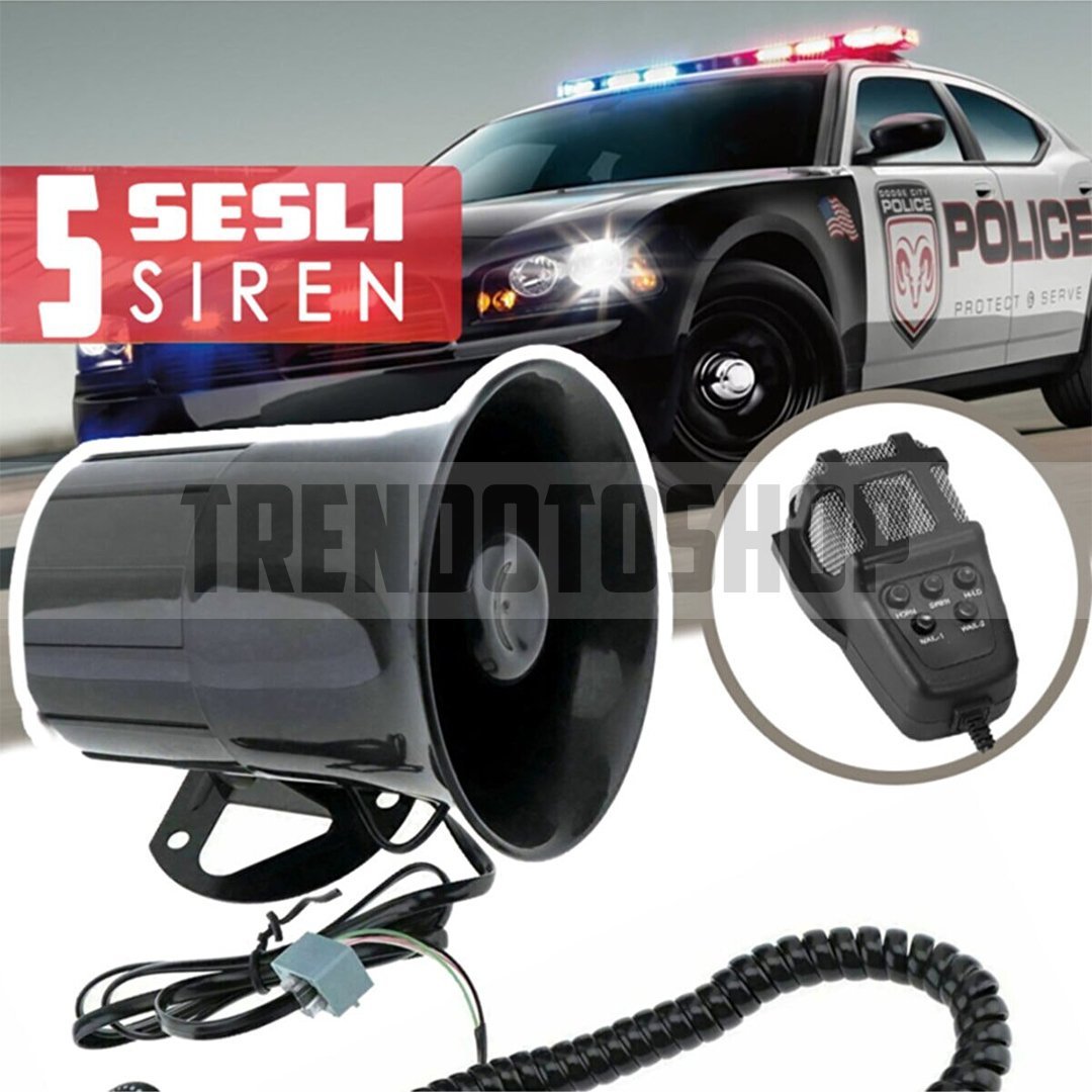 Megafonlu 5 Sesli Polis Sireni