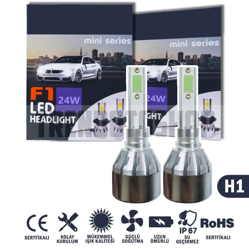 F1 Mini Buz Mavi Led Xenon Soğutuculu Ön Far Ampulü H1