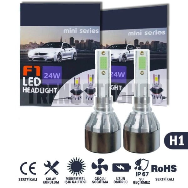 F1 Mini Buz Mavi Led Xenon Soğutuculu Ön Far Ampulü H1