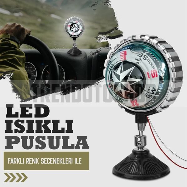 Büyük Boy Vantuzlu Işıklı Pusula BEYAZ