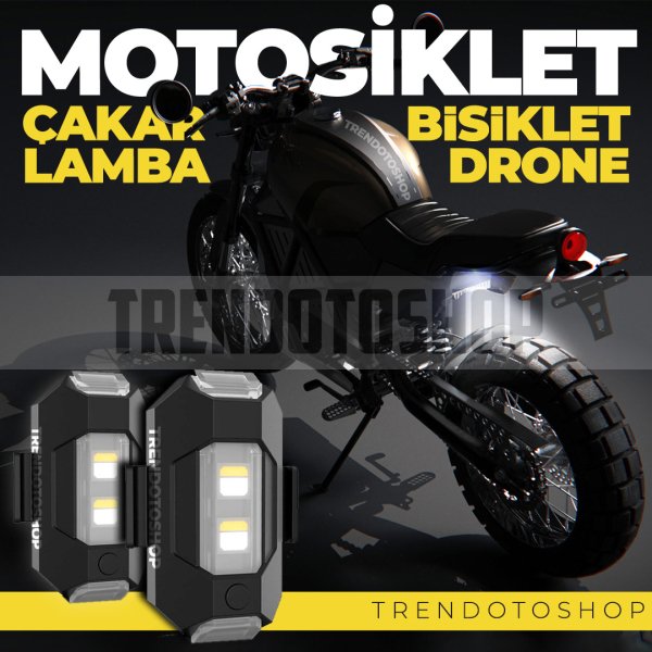 2 Li RGB Motosiklet Drone Bisiklet Otomotiv Çakar Şarjlı Kablosuz Mini Led Lamba
