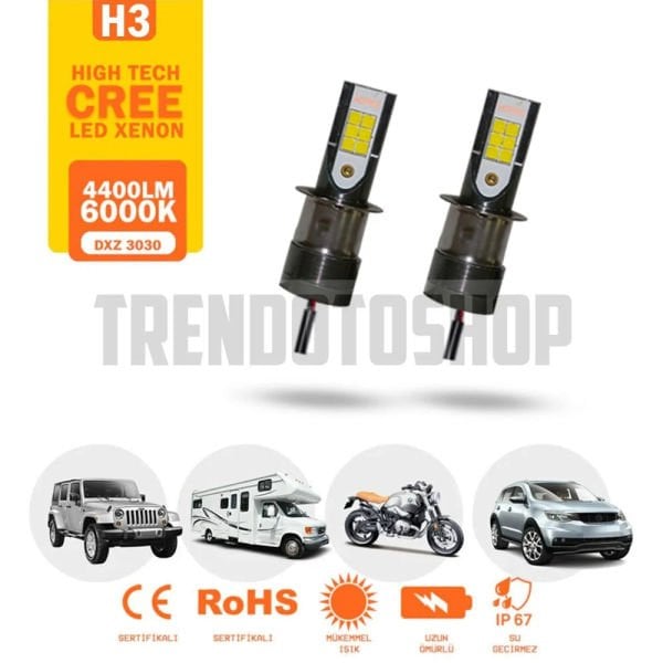 Cree Beyaz Led Xenon Far Ampulü H3