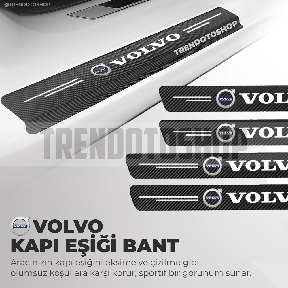 Volvo Uyumlu Karbon Kapı Eşiği Folyo 4'lü Set Orijinal Hava Kanallı Uyumlu Ithal