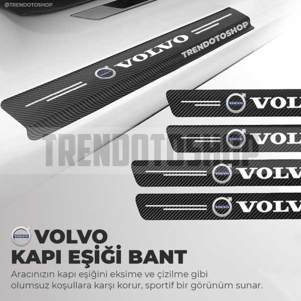 Volvo Uyumlu Karbon Kapı Eşiği Folyo 4'lü Set Orijinal Hava Kanallı Uyumlu Ithal
