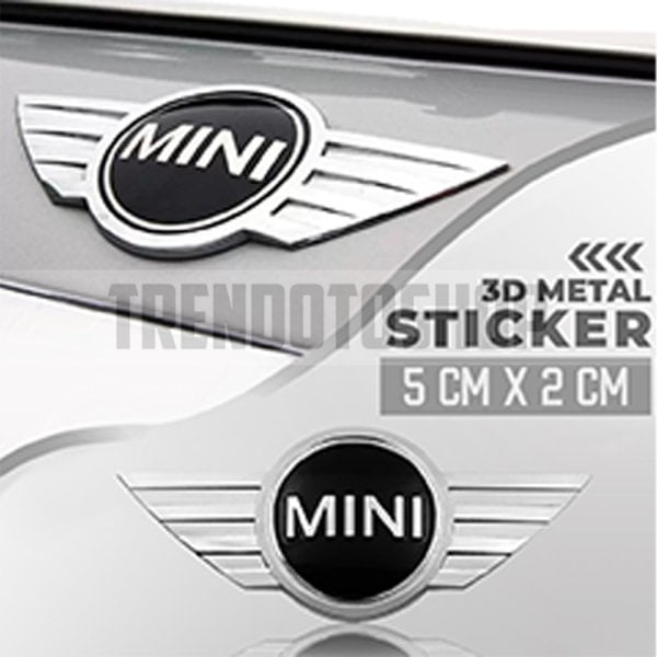 Mini Cooper Uyumlu Gümüş Renk Metal Arma Sticker Yapışkanlı