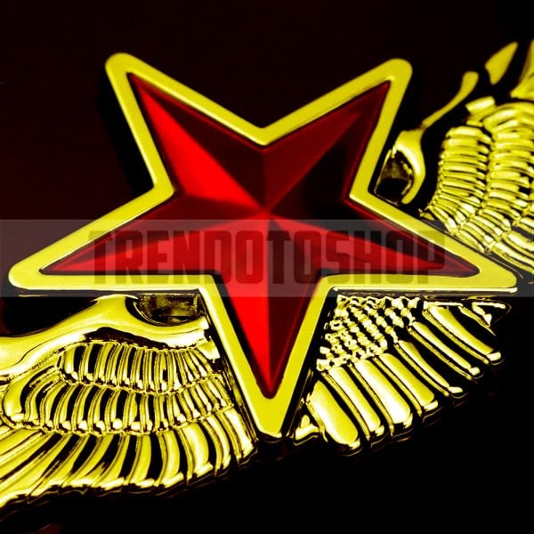Metal Yıldız Altın Renk Paslanmaz Metal Arma Sticker Yapışkanlı