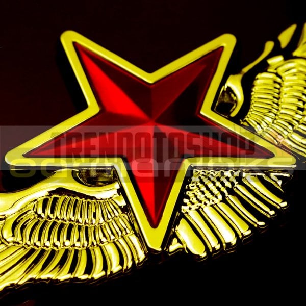 Metal Yıldız Altın Renk Paslanmaz Metal Arma Sticker Yapışkanlı