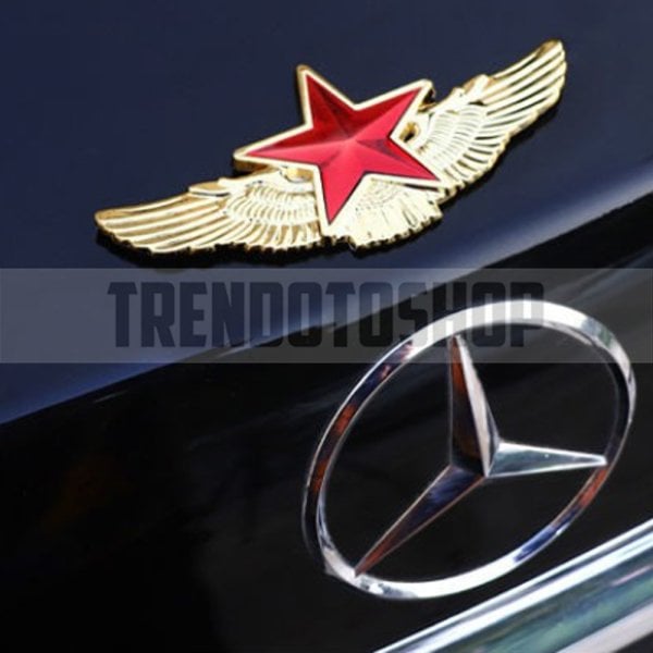 Metal Yıldız Altın Renk Paslanmaz Metal Arma Sticker Yapışkanlı
