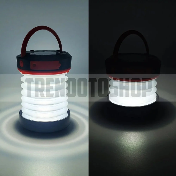 USB Şarj Özellikli Solar Akordeon Beyaz Led Kamp Lambası KIRMIZI