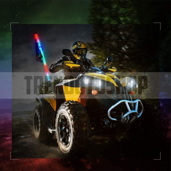 UTV ATV LED Kırbaç Spiral Kırbaç Anten Bayraklı Işıklı Uzaktan Kumandalı 150cm