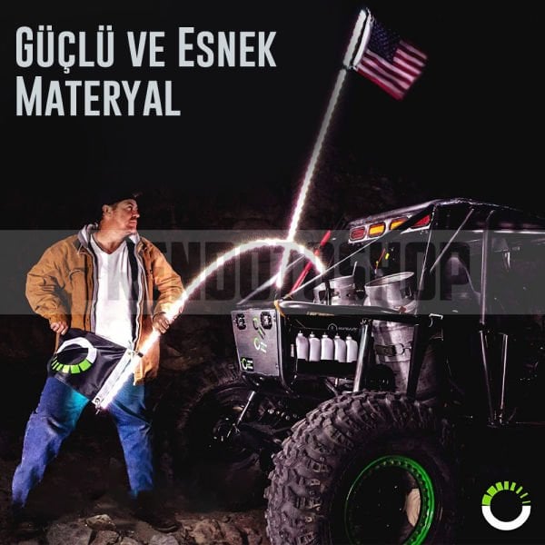 UTV ATV LED Kırbaç Spiral Kırbaç Anten Bayraklı Işıklı Uzaktan Kumandalı 150cm