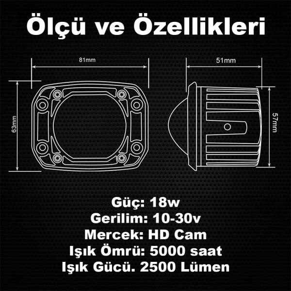 Sunfire 18w Uyumlu Çift Renk Gömme Montaj Sarı Beyaz 8CM 5 Modlu Off Road Led Lamba 2 Adet