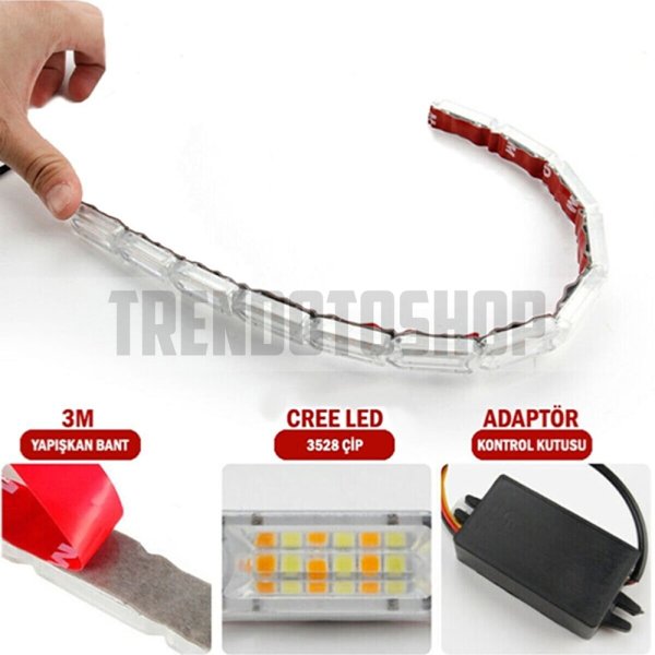 Far Içi Far Üstü Kristal Turuncu-Beyaz Telli Kayar 16 Led