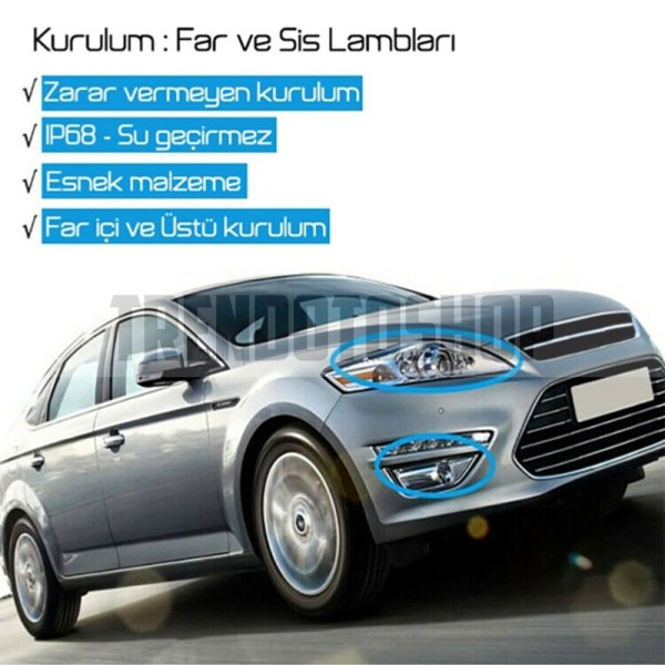 Far Içi Far Üstü Kristal Turuncu-Beyaz Telli Kayar 16 Led