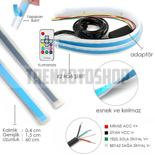 Far İçi Far Üstü Kumandalı RGB Kayar Led