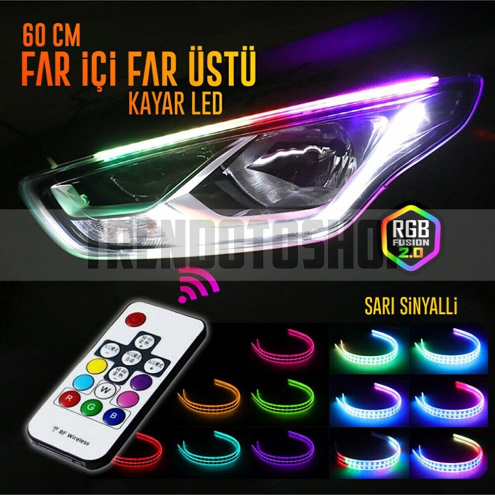 Far İçi Far Üstü Kumandalı RGB Kayar Led