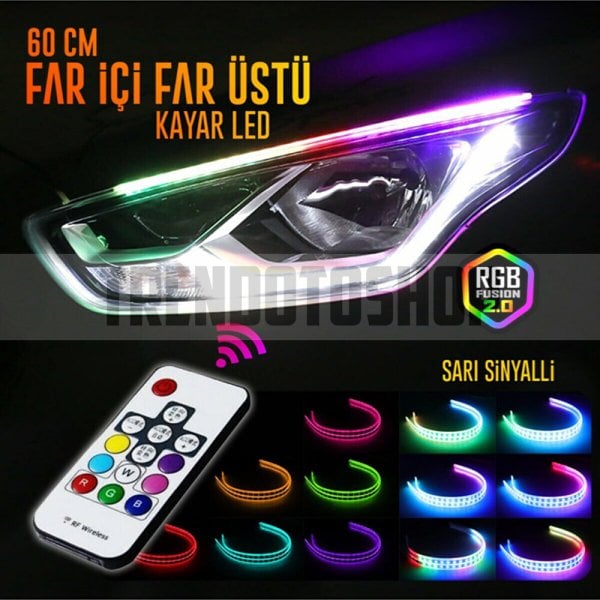 Far İçi Far Üstü Kumandalı RGB Kayar Led