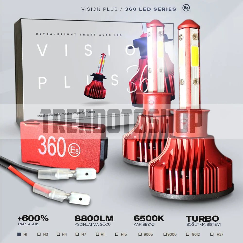 Vision Plus 360° DOB Led Xenon Far Ampulü 34W 8800 Lümen H1