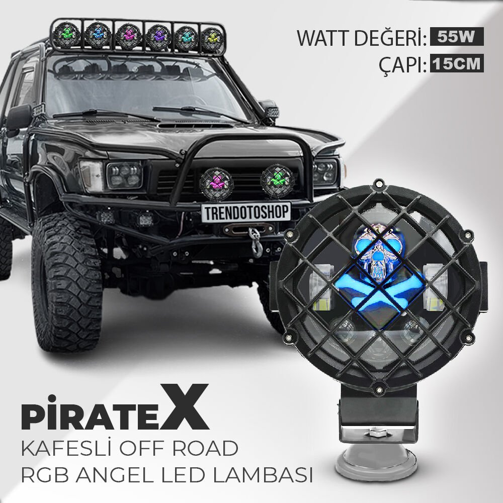 Pirate(X) RGB Off Road Kafesli X Angel Led Projektör Lamba