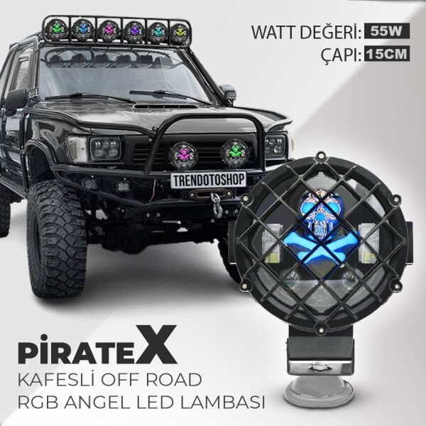 Pirate(X) RGB Off Road Kafesli X Angel Led Projektör Lamba