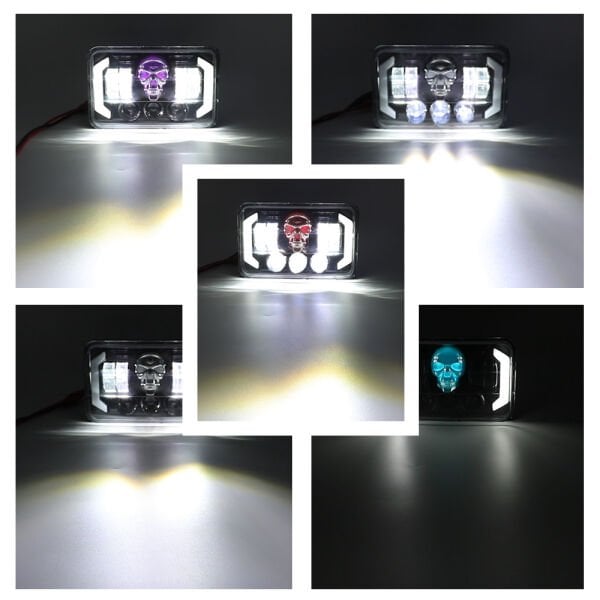 5'' RGB Kuru Kafa Angel Skull Off Road Led Lambası Jeep Wrangler & Cherokee & Ln106 Uyumlu Far