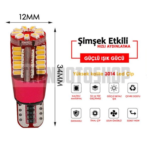 T10 5w 57 Ledli Araba Oto Işık Park Plaka Led Ampulü Araç Aydınlatma TURUNCU