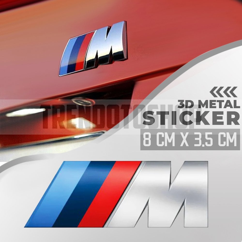 Bmw M Uyumlu Gümüş Renk Metal Arma Sticker Yapışkanlı 8 X 3,5 Cm