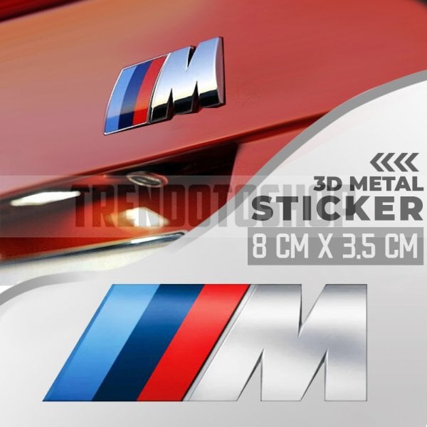 Bmw M Uyumlu Gümüş Renk Metal Arma Sticker Yapışkanlı 8 X 3,5 Cm