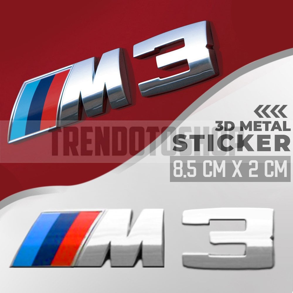 Bmw M3 Gümüş Renk Paslanmaz Metal Arma Sticker Yapışkanlı